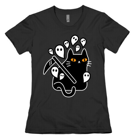 Nine Lives Reaper Cat Womens T-Shirt