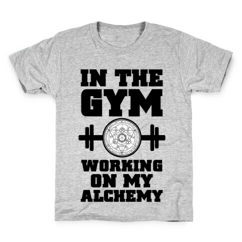 In the Gym Working on my Alchemy Kids T-Shirt