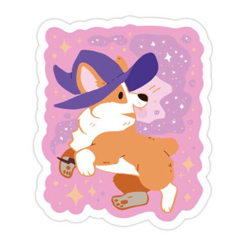 Witch Corgi Die Cut Sticker