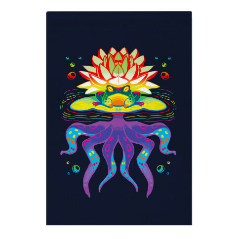 Psychedelic Lily Frog Garden Flag