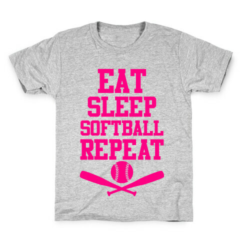 Eat Sleep Softball Repeat Kids T-Shirt