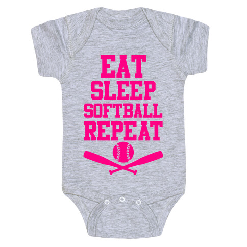 Eat Sleep Softball Repeat Baby One-Piece