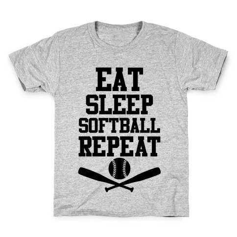 Eat Sleep Softball Repeat Kids T-Shirt