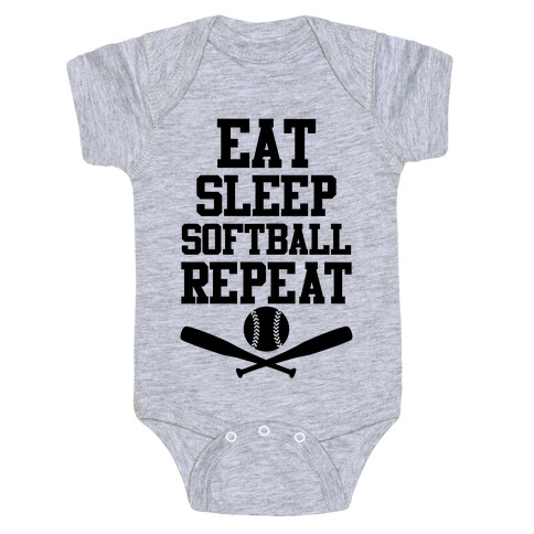 Eat Sleep Softball Repeat Baby One-Piece