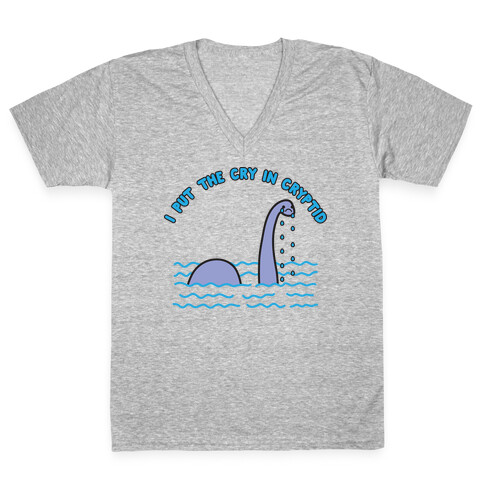 I Put The Cry In Cryptid Nessie V-Neck Tee Shirt