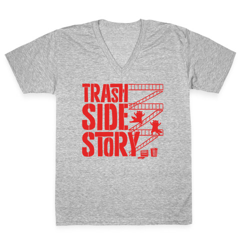 Trash Side Story Raccoon Parody V-Neck Tee Shirt