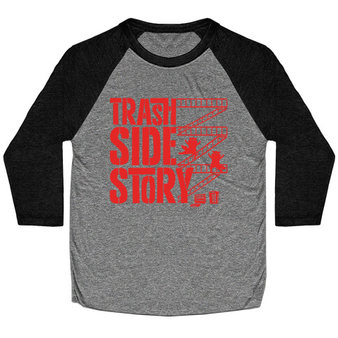 Trash Side Story Raccoon Parody Baseball Tee