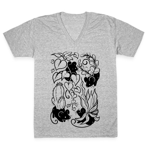 Mouse Plants V-Neck Tee Shirt