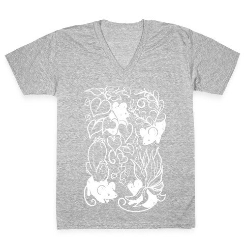 Mouse Plants V-Neck Tee Shirt