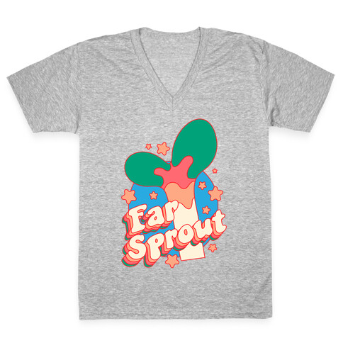 Far Sprout Groovy Plant Sprout V-Neck Tee Shirt