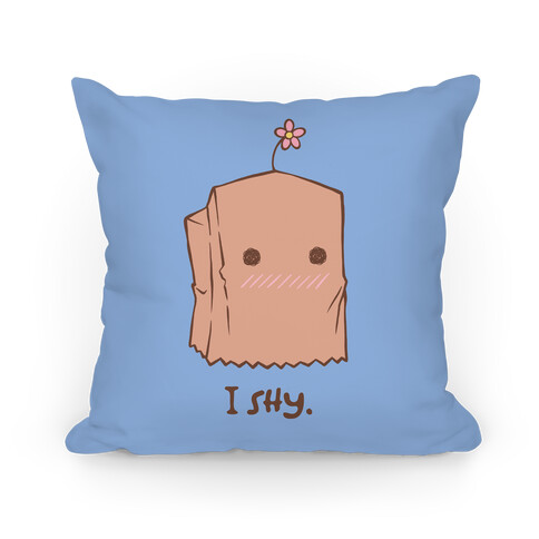 I Shy Paper Bag (blue) Pillow