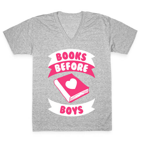 Books Before Boys V-Neck Tee Shirt