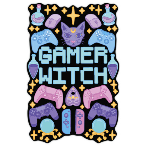 Gamer Witch Die Cut Sticker