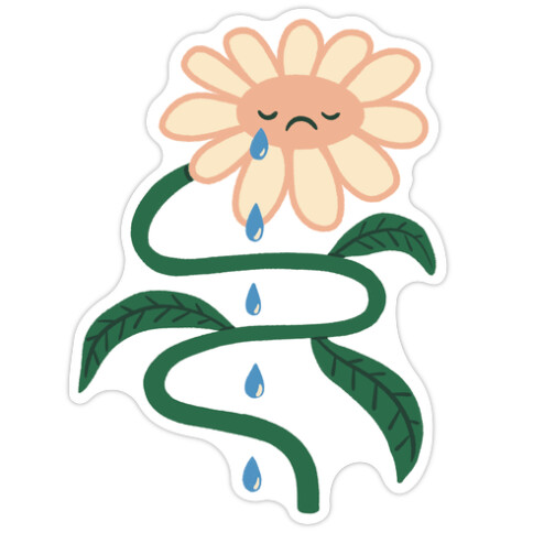 Sad Flower Shower Die Cut Sticker