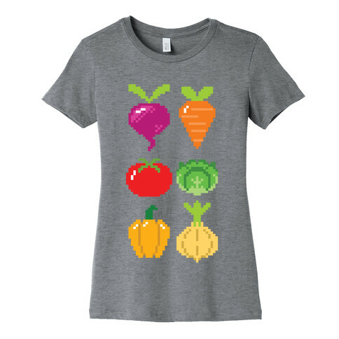 Pixel Vegetable Pattern Womens T-Shirt