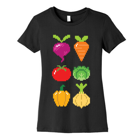 Pixel Vegetable Pattern Womens T-Shirt