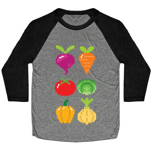 Pixel Vegetable Pattern Baseball Tee