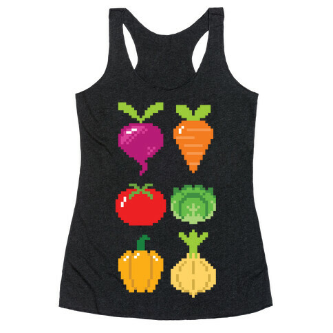 Pixel Vegetable Pattern Racerback Tank Top