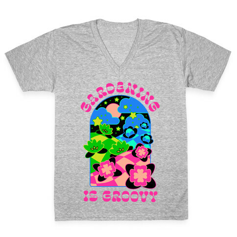 Gardening Is Groovy V-Neck Tee Shirt