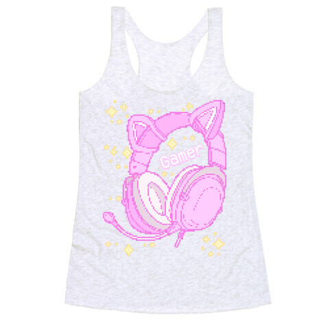 Pixel Gamer Cat Ear Headphones Racerback Tank Top