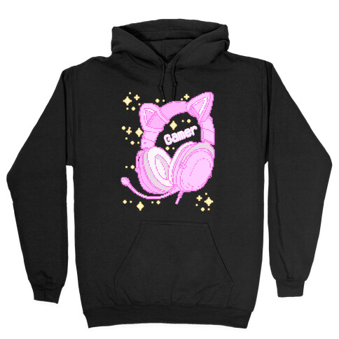 Pixel Gamer Cat Ear Headphones Hooded Sweatshirt