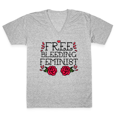 Free Bleeding Feminist V-Neck Tee Shirt