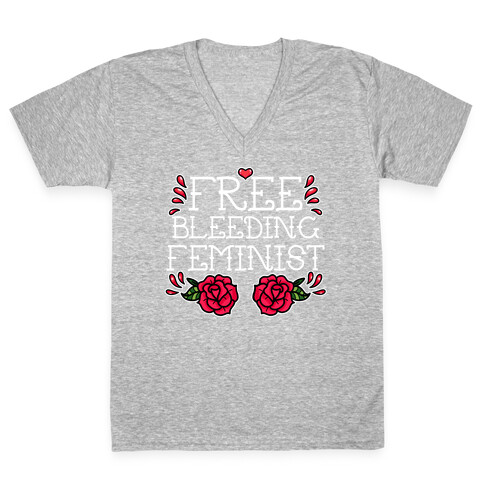 Free Bleeding Feminist V-Neck Tee Shirt