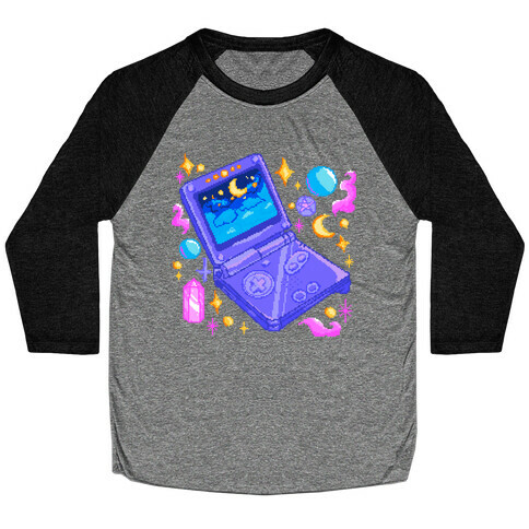 Pixelated Witchy Game Boy  Baseball Tee