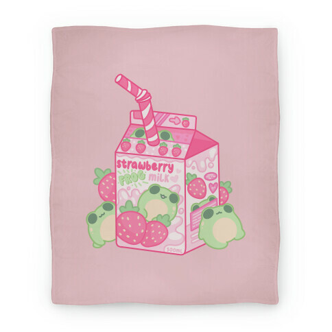 Kawaii Strawberry Frog Milk Blanket