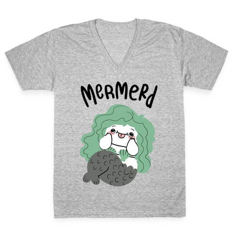 Mermerd Derpy mermaid V-Neck Tee Shirt