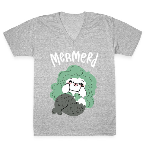 Mermerd Derpy mermaid V-Neck Tee Shirt