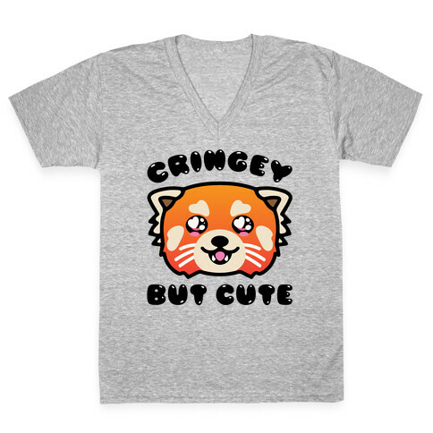 Cringey But Cute Red Panda Parody V-Neck Tee Shirt
