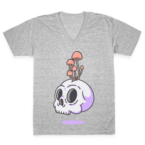 Shroom On A Skull V-Neck Tee Shirt
