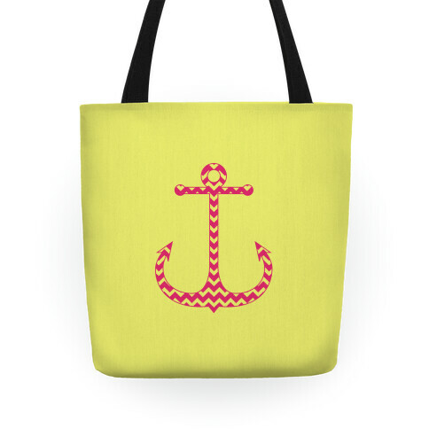 Chevron Anchor Tote (Pink and Yellow) Tote