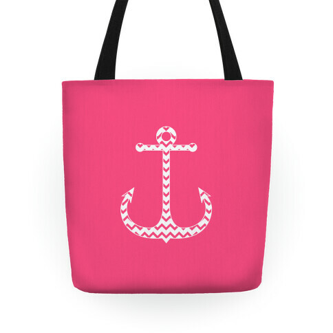 Chevron Anchor Tote (Pink and White) Tote