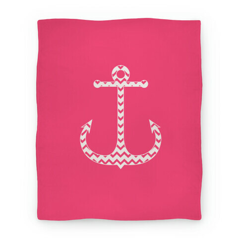 Chevron Anchor Blanket (Pink and White) Blanket