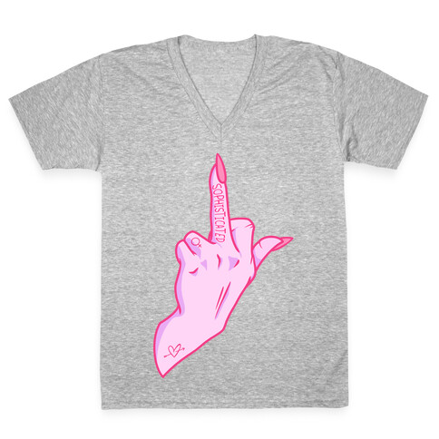 Sophisticated Middle Finger V-Neck Tee Shirt