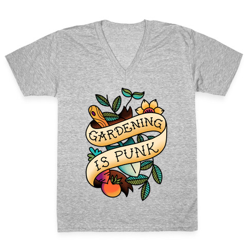 Gardening Is Punk V-Neck Tee Shirt