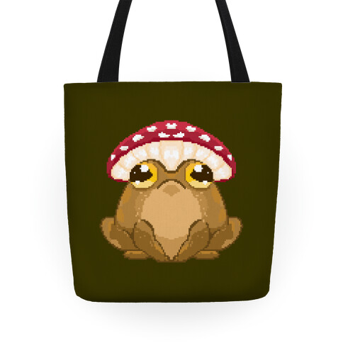 Pixelated Toad in Mushroom Hat Tote