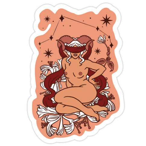 Zodiac Pinup Aries Die Cut Sticker