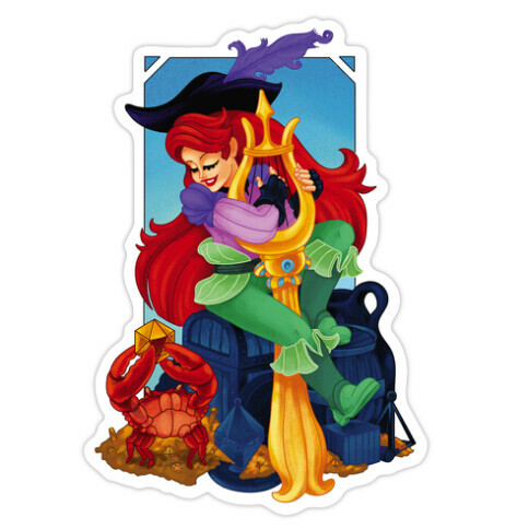 Princess Mermaid Bard  Die Cut Sticker