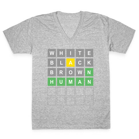 White, Black, Brown, Human Wordle V-Neck Tee Shirt