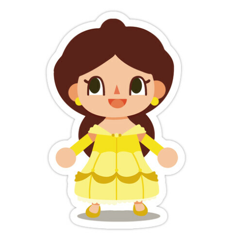 Princess Crossing Belle Parody Ball Gown Die Cut Sticker