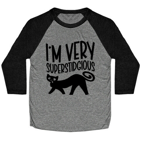 Superstidgious Derpy Cat Parody Baseball Tee