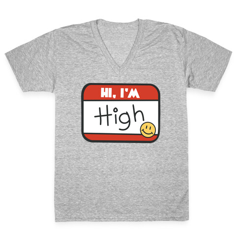 Hi, I'm High Name Tag V-Neck Tee Shirt
