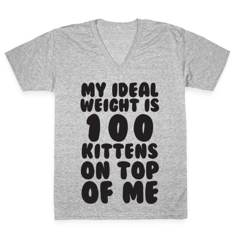 My Ideal Weight Is 100 Kittens On Top Of Me V-Neck Tee Shirt