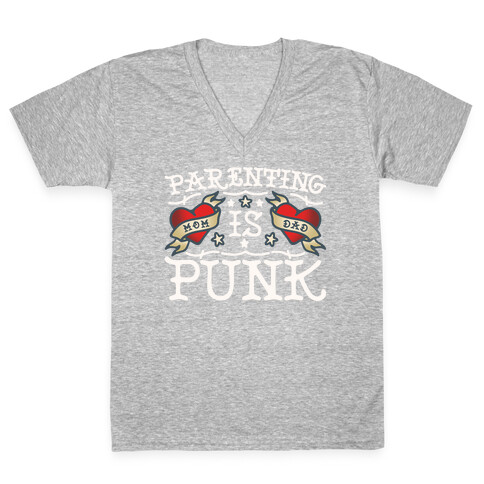 Parenting Is Punk Mom and Dad V-Neck Tee Shirt