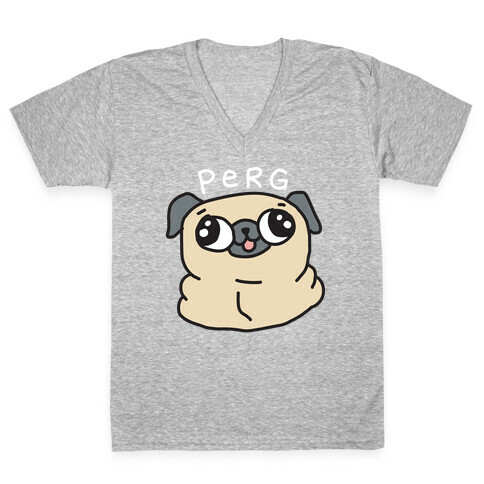 Perg Derpy Pug V-Neck Tee Shirt