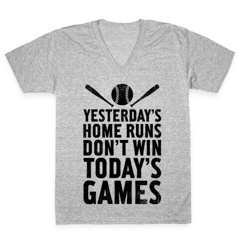 Yesterday's Home Runs (Vintage) V-Neck Tee Shirt