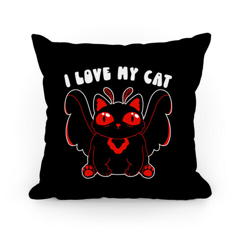 I Love My Cat Mothman Pillow